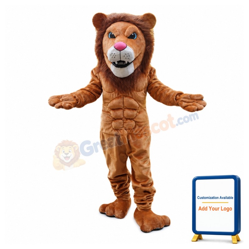 Power Muscly Lion Mascot Costume