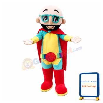 Bald Superhero Mascot Costume