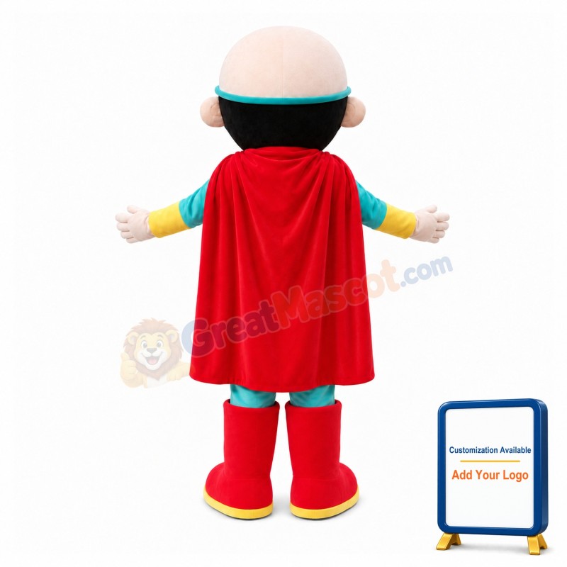 Bald Superhero Mascot Costume