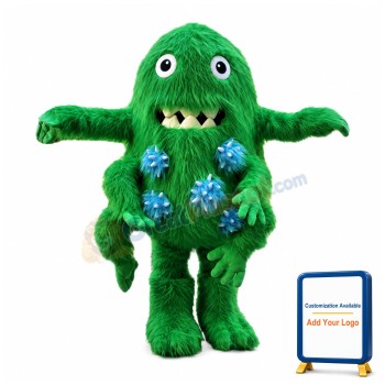 Green Bacterium Fur Monster Mascot Costume