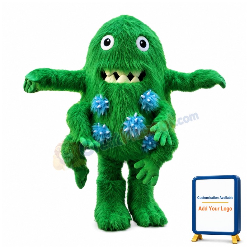 Green Bacterium Fur Monster Mascot Costume