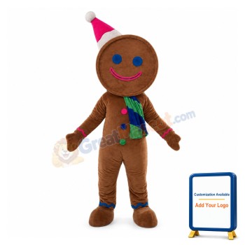 Happy Christmas Gingerbread Man Mascot Costume