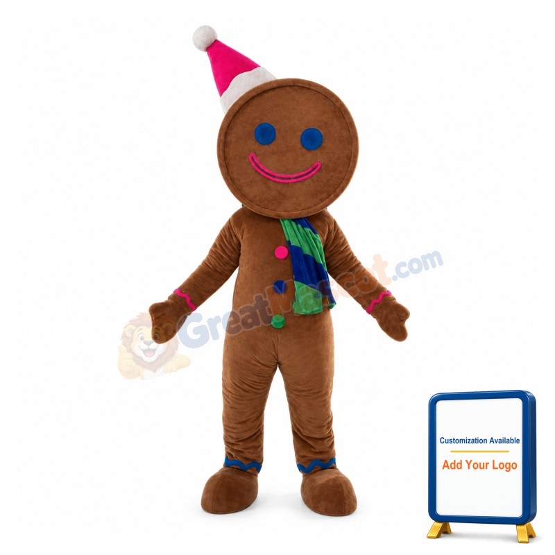 Happy Christmas Gingerbread Man Mascot Costume