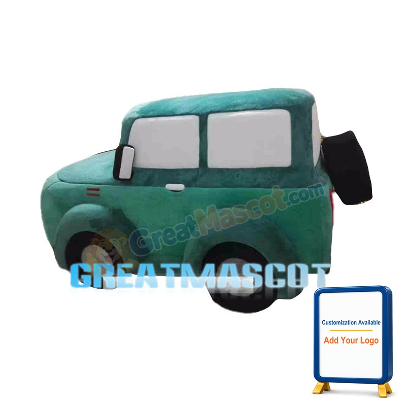 Deluxe Green Jeep Car Cartoon Mascot Costume