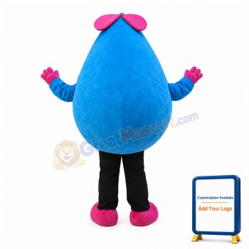 Deluxe Cartoon Blue Water Drop Girl Mascot Costume