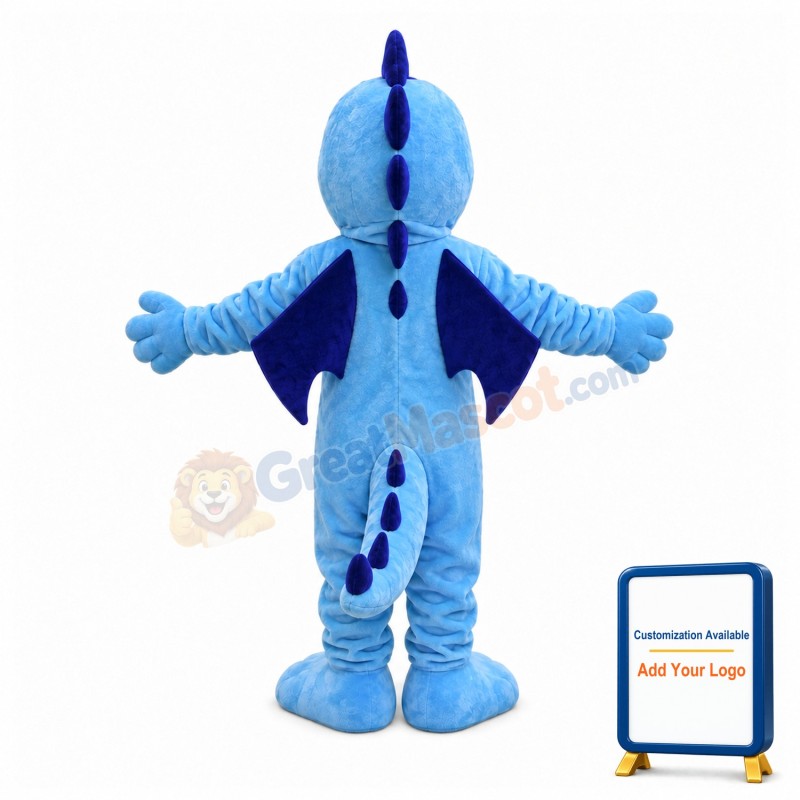 Friendly Blue Flying Dragon Mascot Costume
