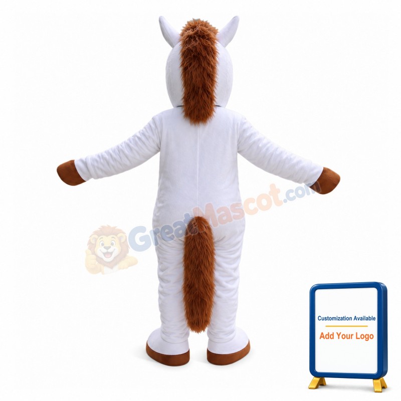 Good Looking White Horse Long Hair Mascot Costume