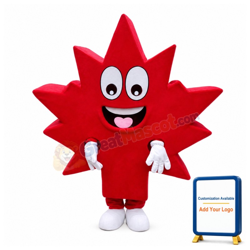 Cheerful Cartoon Red Maple Leaf Mascot Costume 