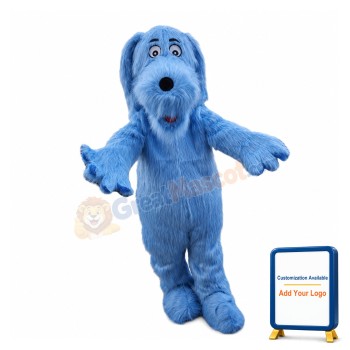 Long Fur Blue Dog Mascot Costume