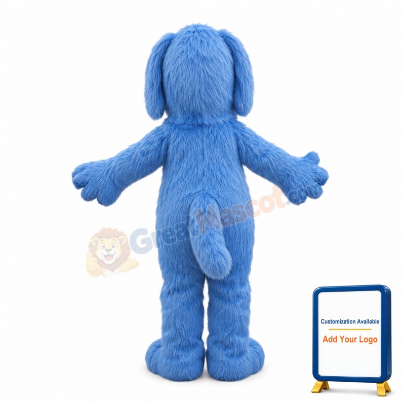 Long Fur Blue Dog Mascot Costume