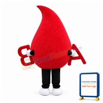 Cartoon Blood Drop Mascot Costume With A And B
