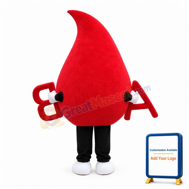 Cartoon Blood Drop Mascot Costume With A And B