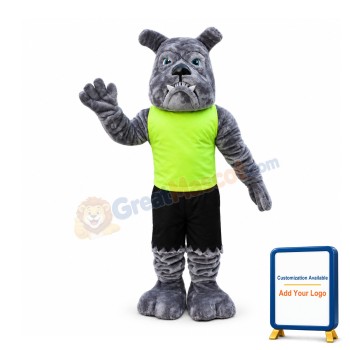 Power Gray Bulldog Mascot Costume