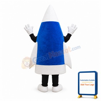 Adult Cartoon Blue Rocket Mascot Costume