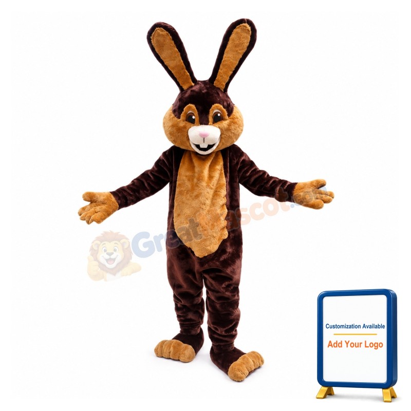 Cheerful Brown Bunny Mascot Costume