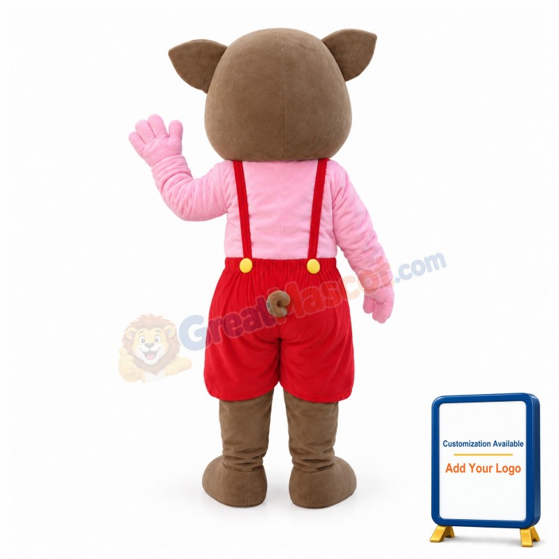 Cute Cartoon Brown Baby Pig Mascot Costume