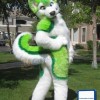 Green Husky Dog Mascot Costume