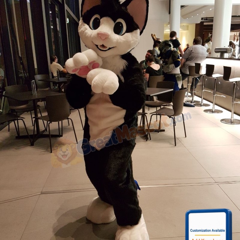 Lovely Black White Cat Mascot Costume