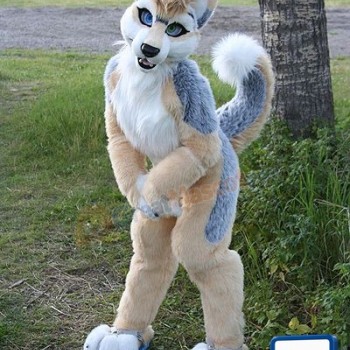 Brown & White Husky Dog Mascot Costume