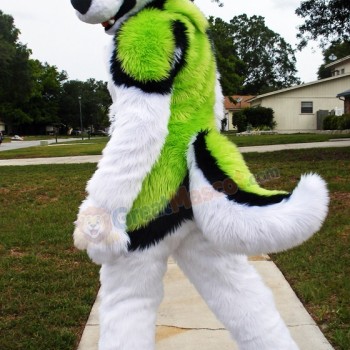 Fierce Green & White Husky Dog Mascot Costume