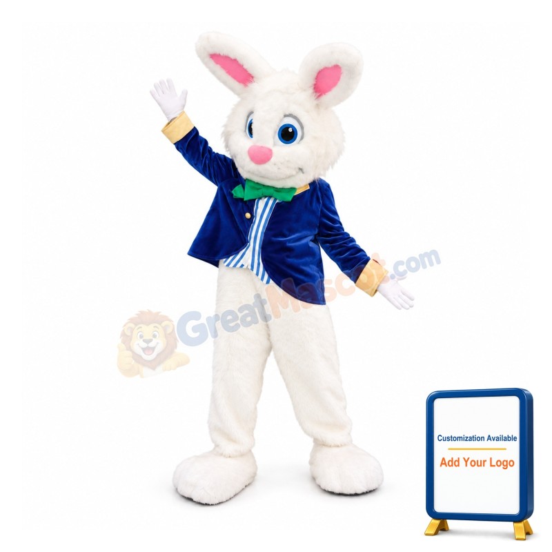 Blue Suit Easter Bunny Mascot Costume