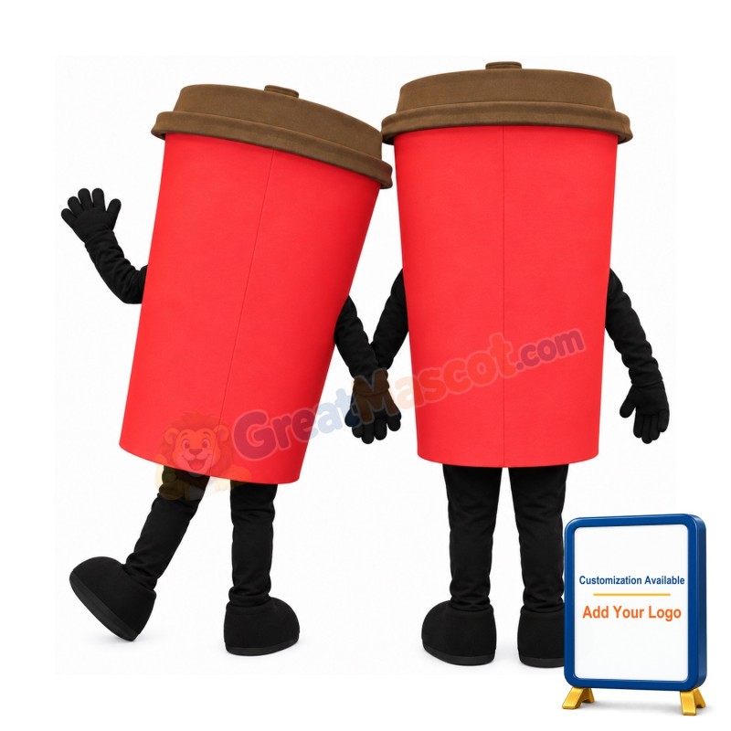 Red Coffee Cup Mascot Costume