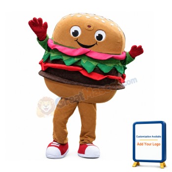 Happy Adult Hamburger Mascot Costume