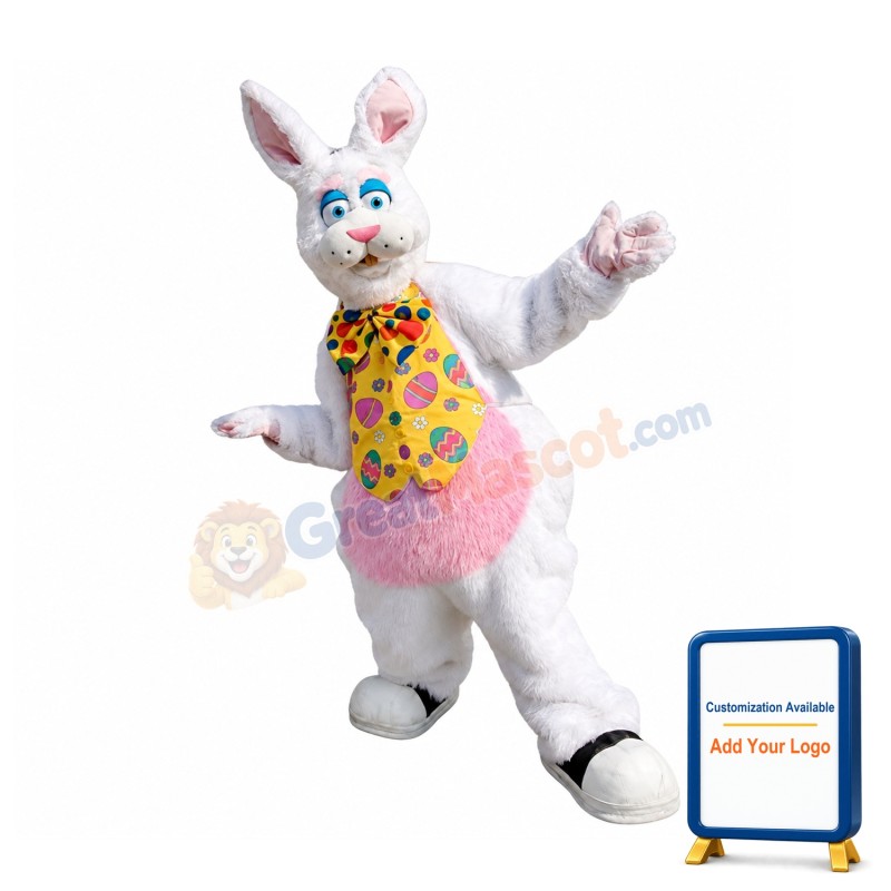 Super Cute White Easter Bunny Mascot Costume