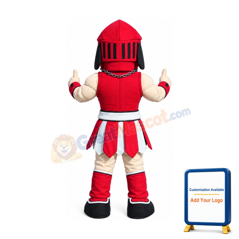 Red Spartan Knight Mascot Costume
