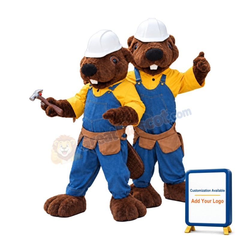 Worker Beaver Mascot Costume