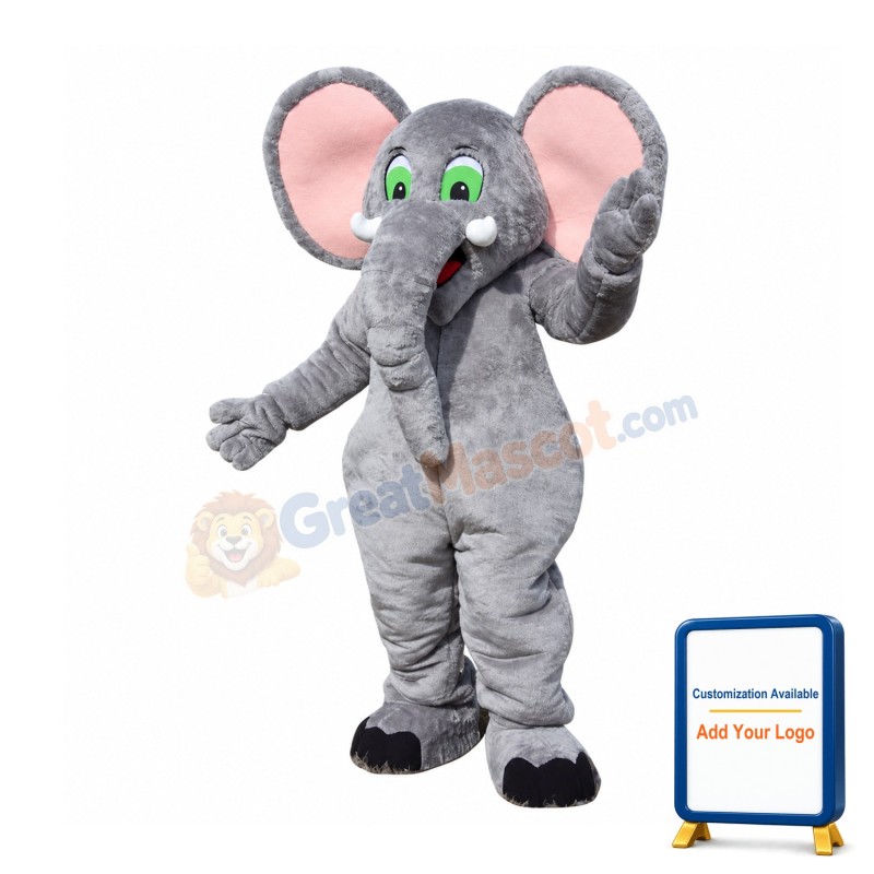 Pink Ear Elephant Mascot Costume