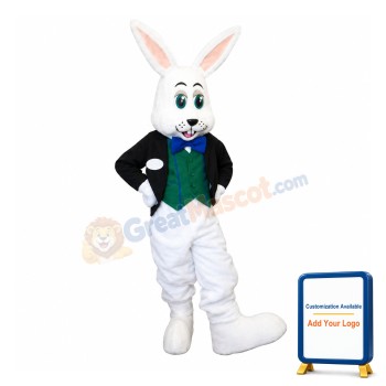 Smiling White Rabbit Mascot Costume