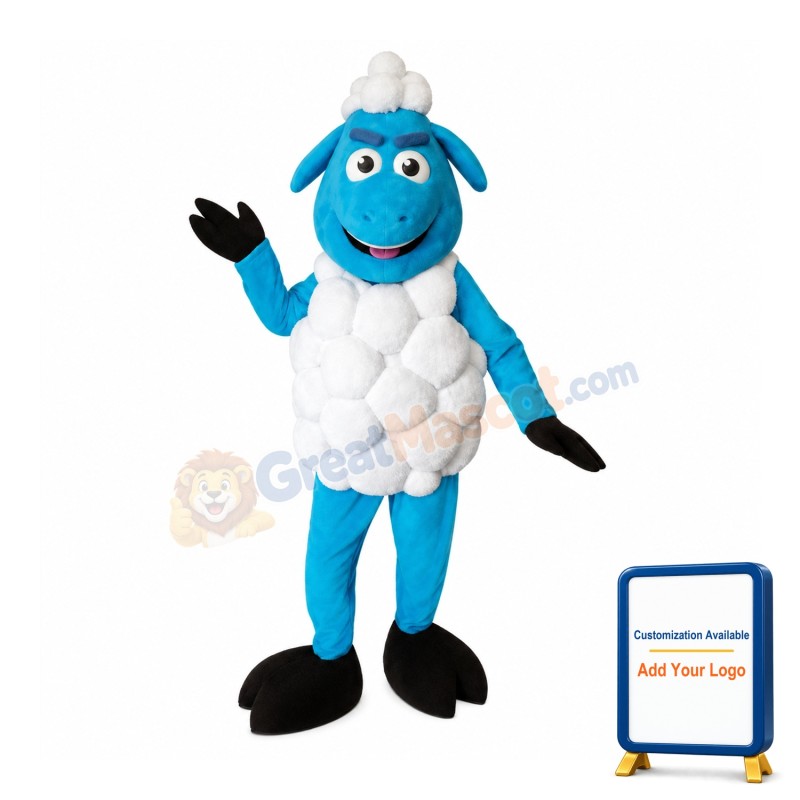 Blue Sheep Mascot Costume