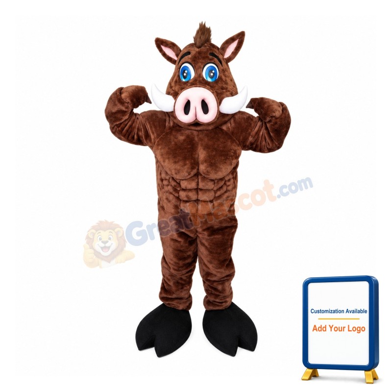 Muscular Warthog Mascot Costume