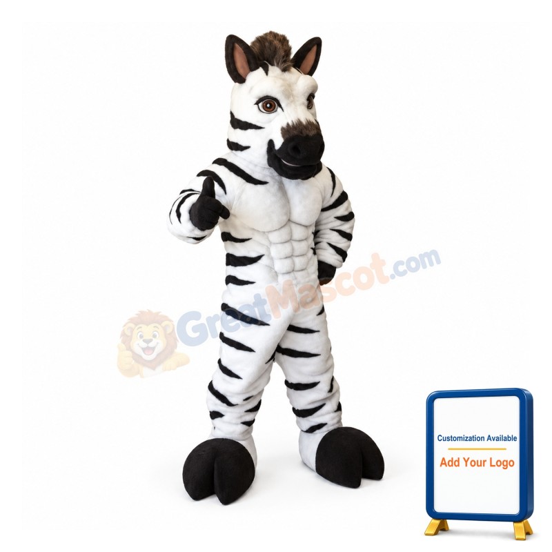 Power Muscular Zebra Mascot Costume