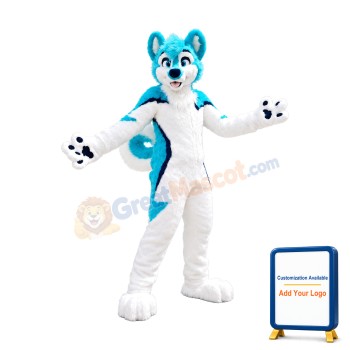 Blue & White Husky Dog Mascot Costume