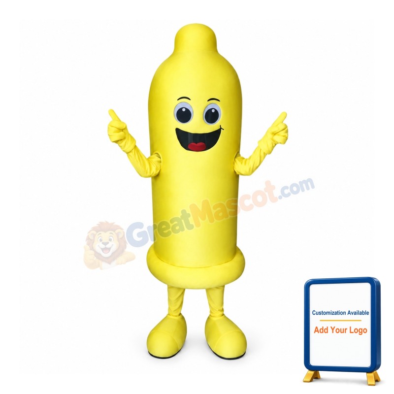 Yellow Condom Mascot Costume