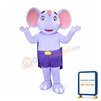 Super Cute Purple Elephant Mascot Costume