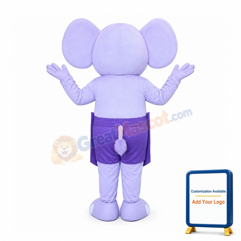 Super Cute Purple Elephant Mascot Costume