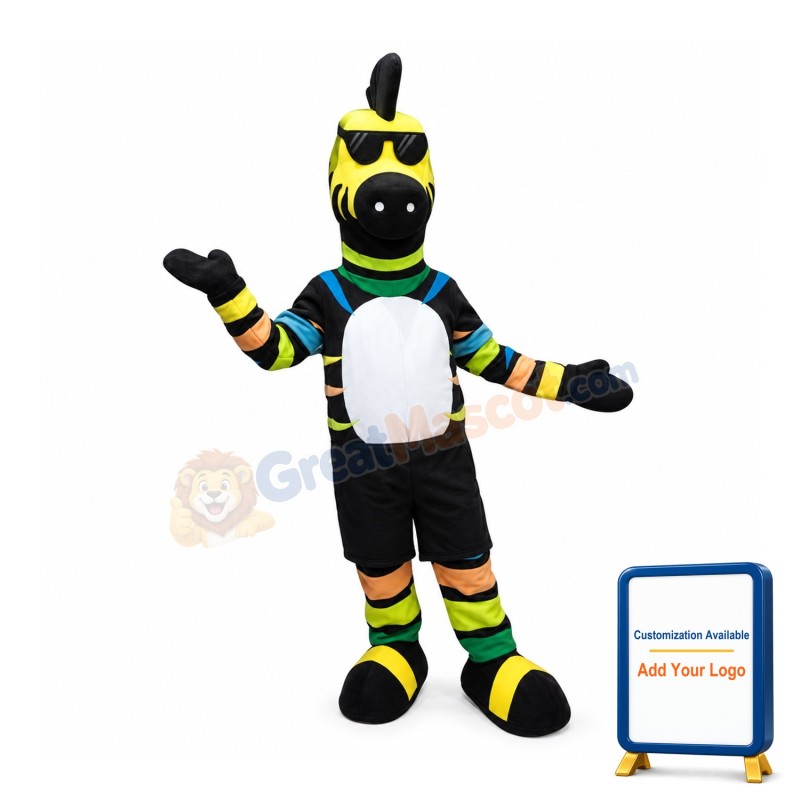 Colorful Zebra Mascot Costume