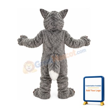 Friendly Grey Wolf Mascot Costume