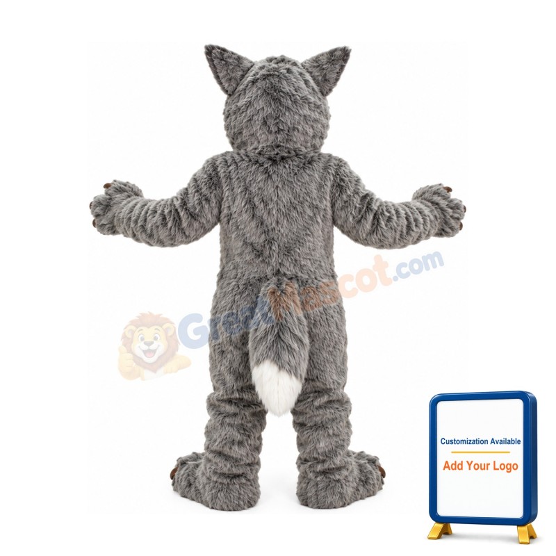 Friendly Grey Wolf Mascot Costume