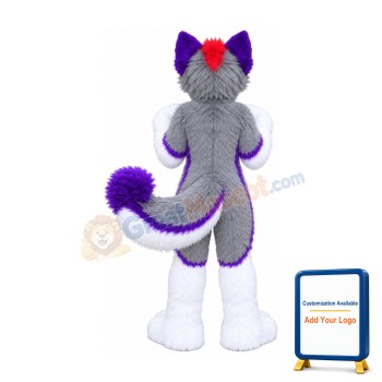 Purple & Grey Husky Dog Mascot Costume
