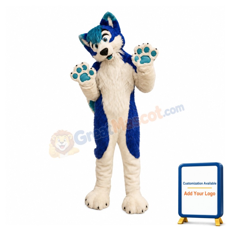 Bule & White Husky Dog Mascot Costume