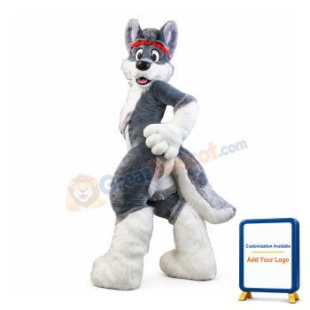 Gray Husky Dog Mascot Costume