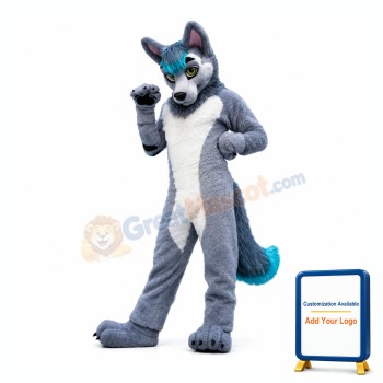 Grey & White Wolf Mascot Costume