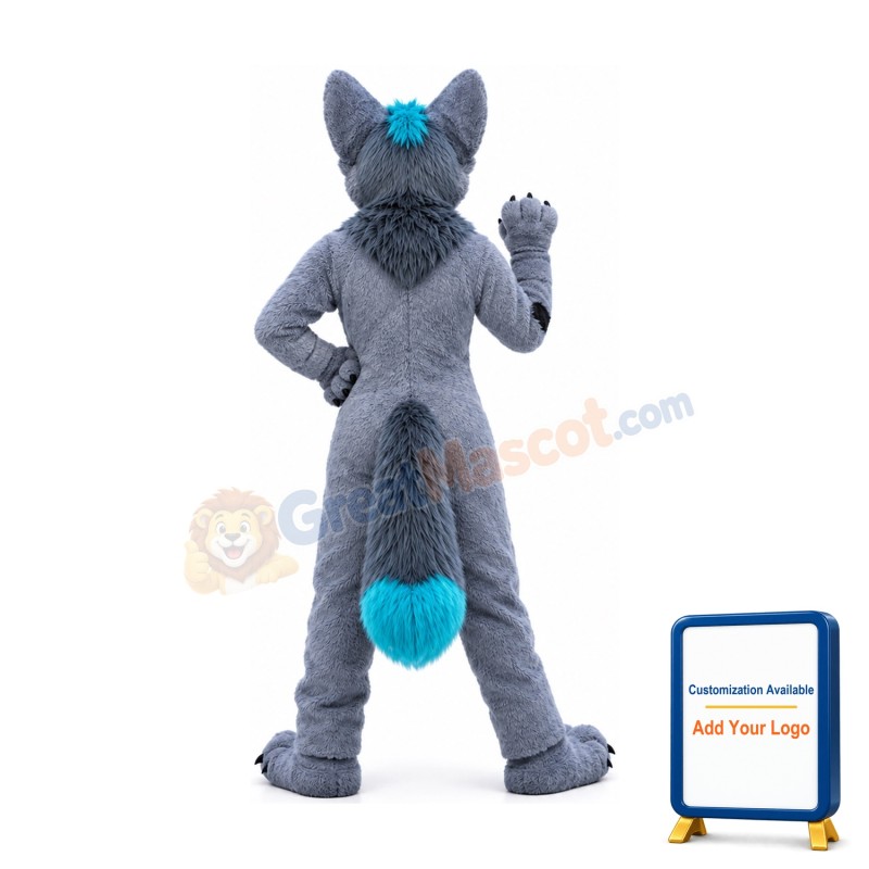Grey & White Wolf Mascot Costume