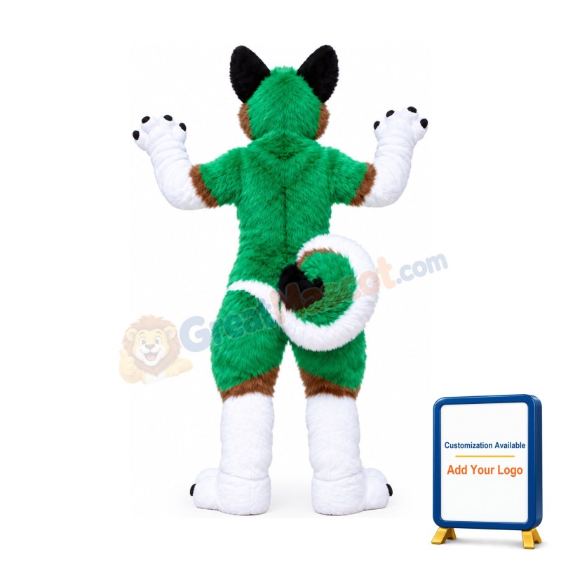 Green & White Husky Dog Mascot Costume