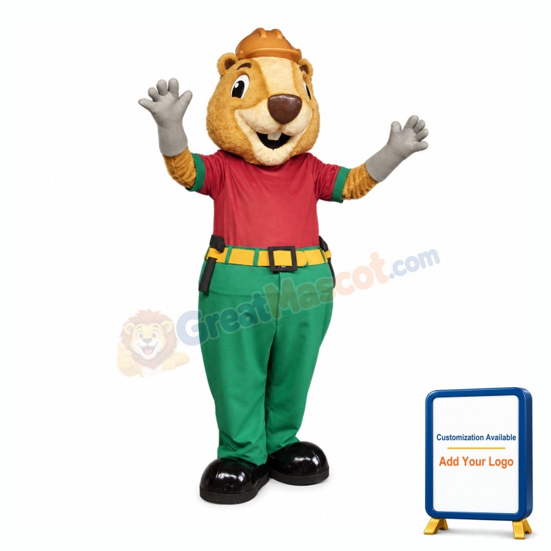 Beige Beaver Mascot Costume