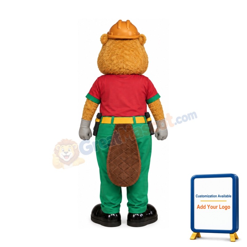 Beige Beaver Mascot Costume